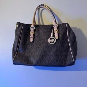 Michael Kors Brown MK Monogram Signature Large Tote Bag